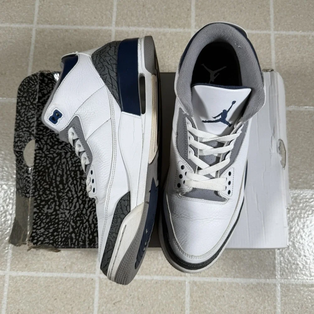 Size 12 - Air Jordan 3 Retro White/ Midnight Navy Model CT8532 140